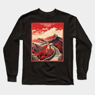 The Great Wall of China Vintage Poster Tourism Long Sleeve T-Shirt